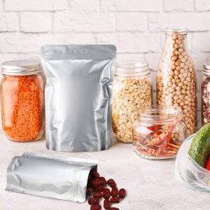 Dried food in jars with mylar bags